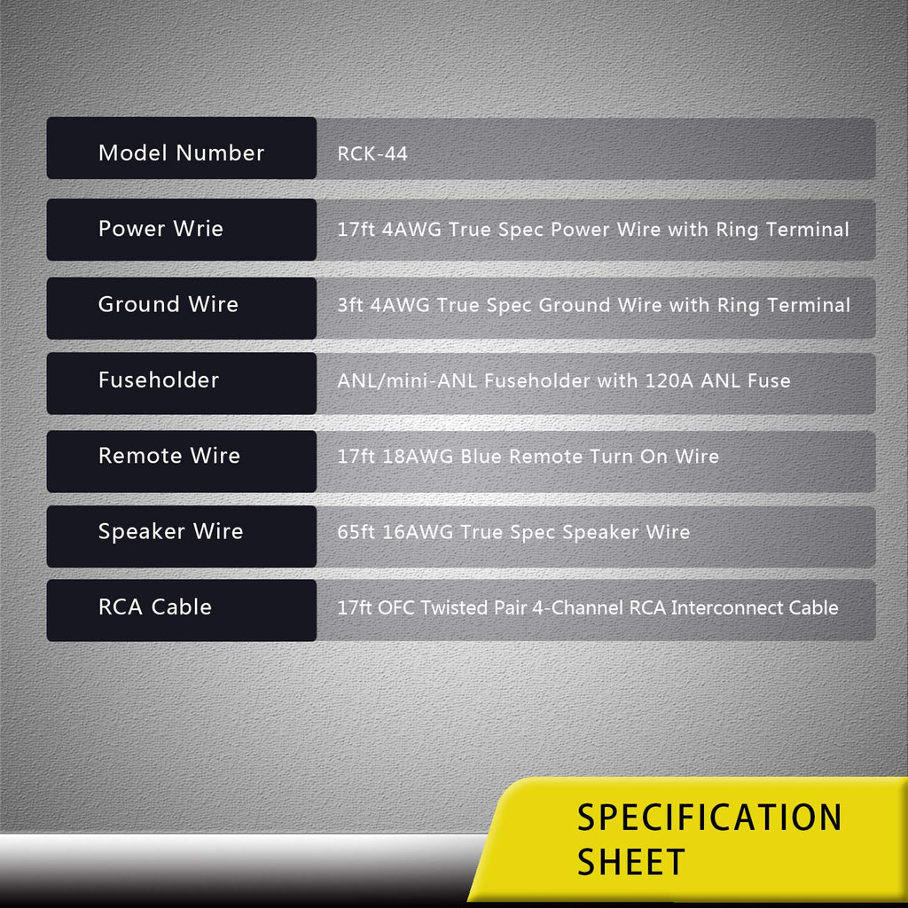 4 Gauge 4-Channel Amplifier Wiring Kit O3450