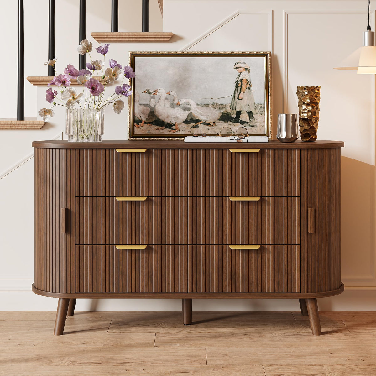 Fluted 6 Drawer Dresser T3810