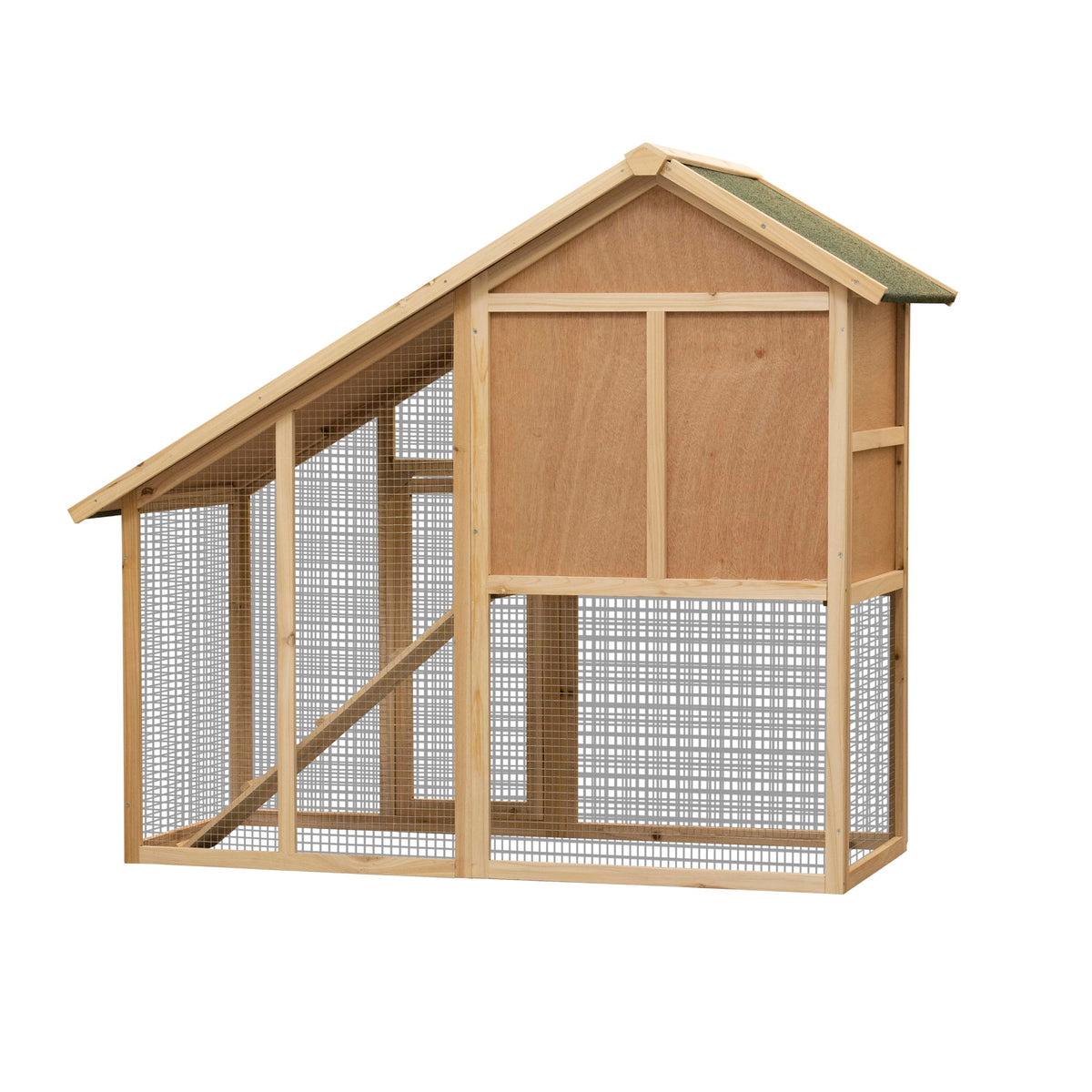 55" 2-Tier Wooden Rabbit Hutch with Ramp Y9753