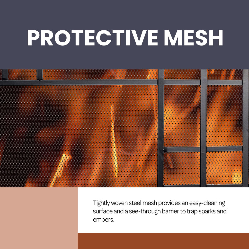 Single Panel Fireplace Screen with Mesh Spark Guard K9057