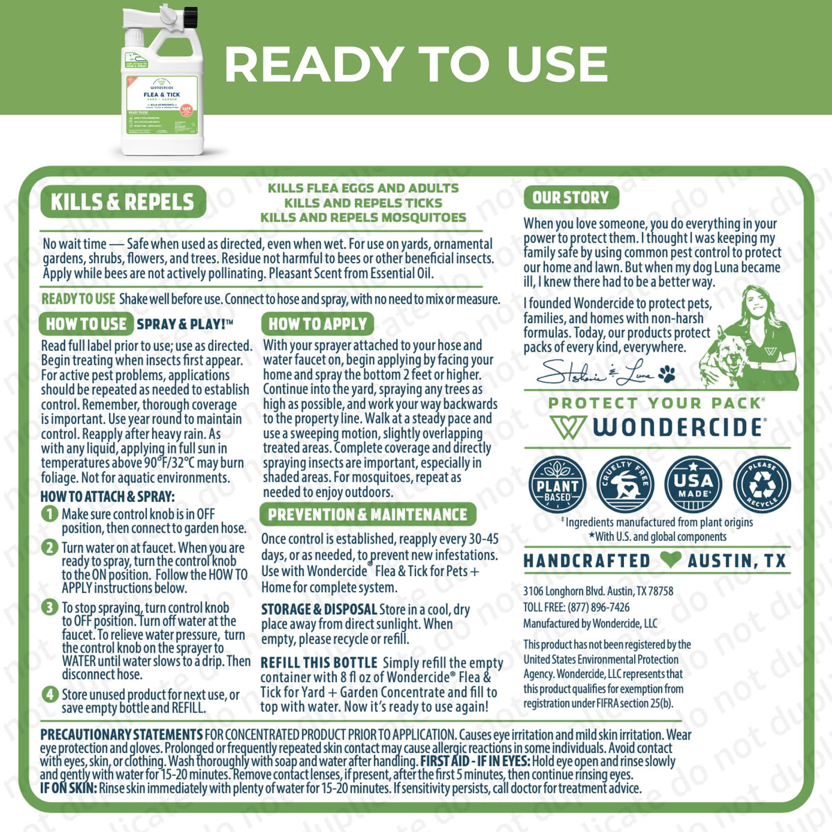 Flea, Tick, and Mosquito Yard Spray Refill Starter Kit 32 oz Ready to Use and 16 oz Concentrate K8172