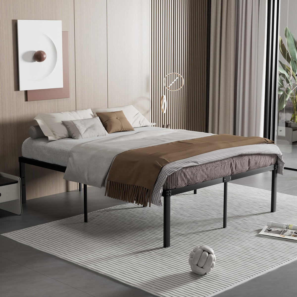 Queen Size Metal Platform Bed Frame V3310