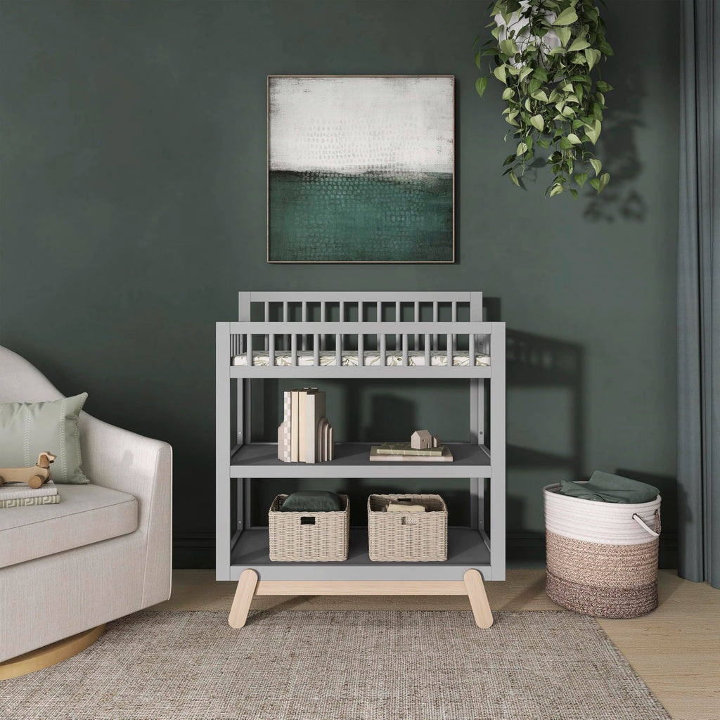Baby Changing Table with Safety Rails and Storage Shelves N436253