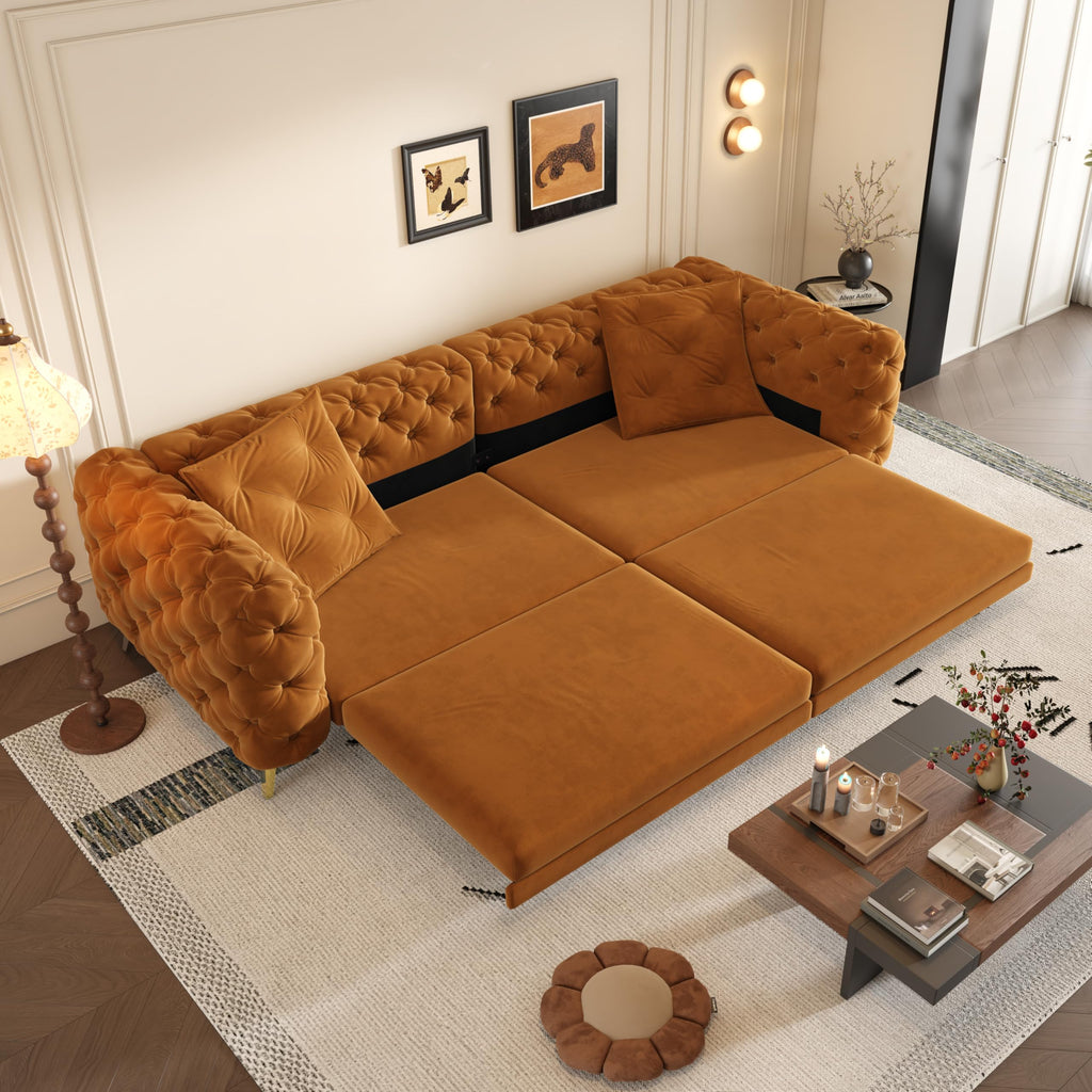 98" Button Tufted Velvet Sofa Bed I947068