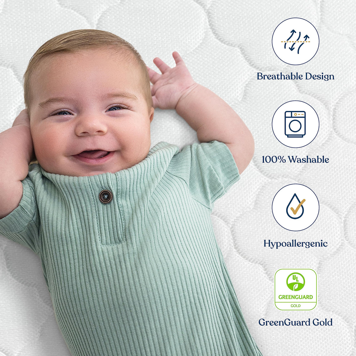 100% Breathable Dual Sided 2-Stage Crib & Toddler Mattress M7784
