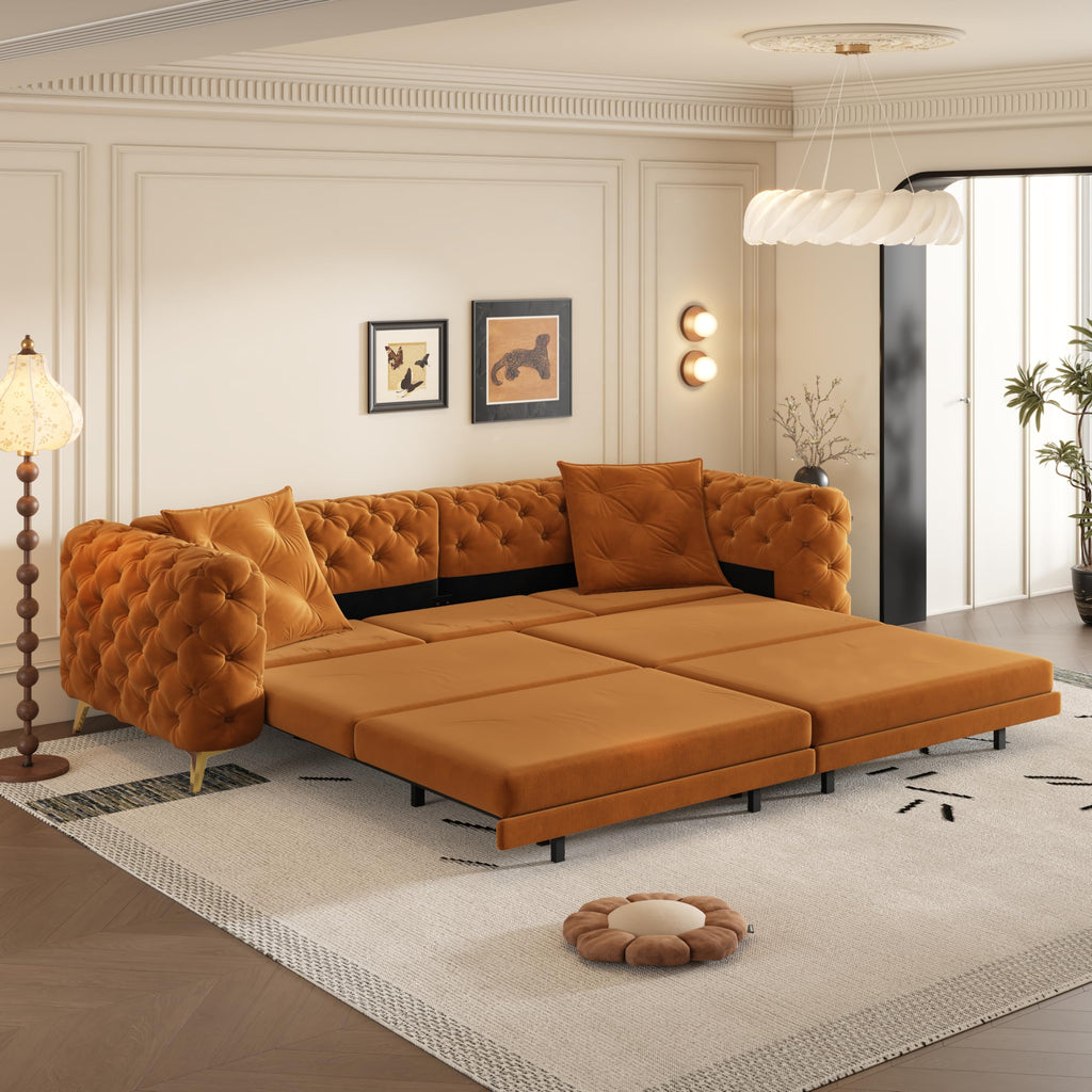 98" Button Tufted Velvet Sofa Bed I947068