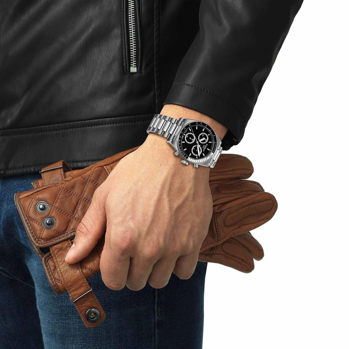 Black Dial 40mm Swiss Quartz Chronograph Men's Watch P845218