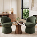 Green Boucle Fabric Swivel Accent Chair Set of 2 P3728