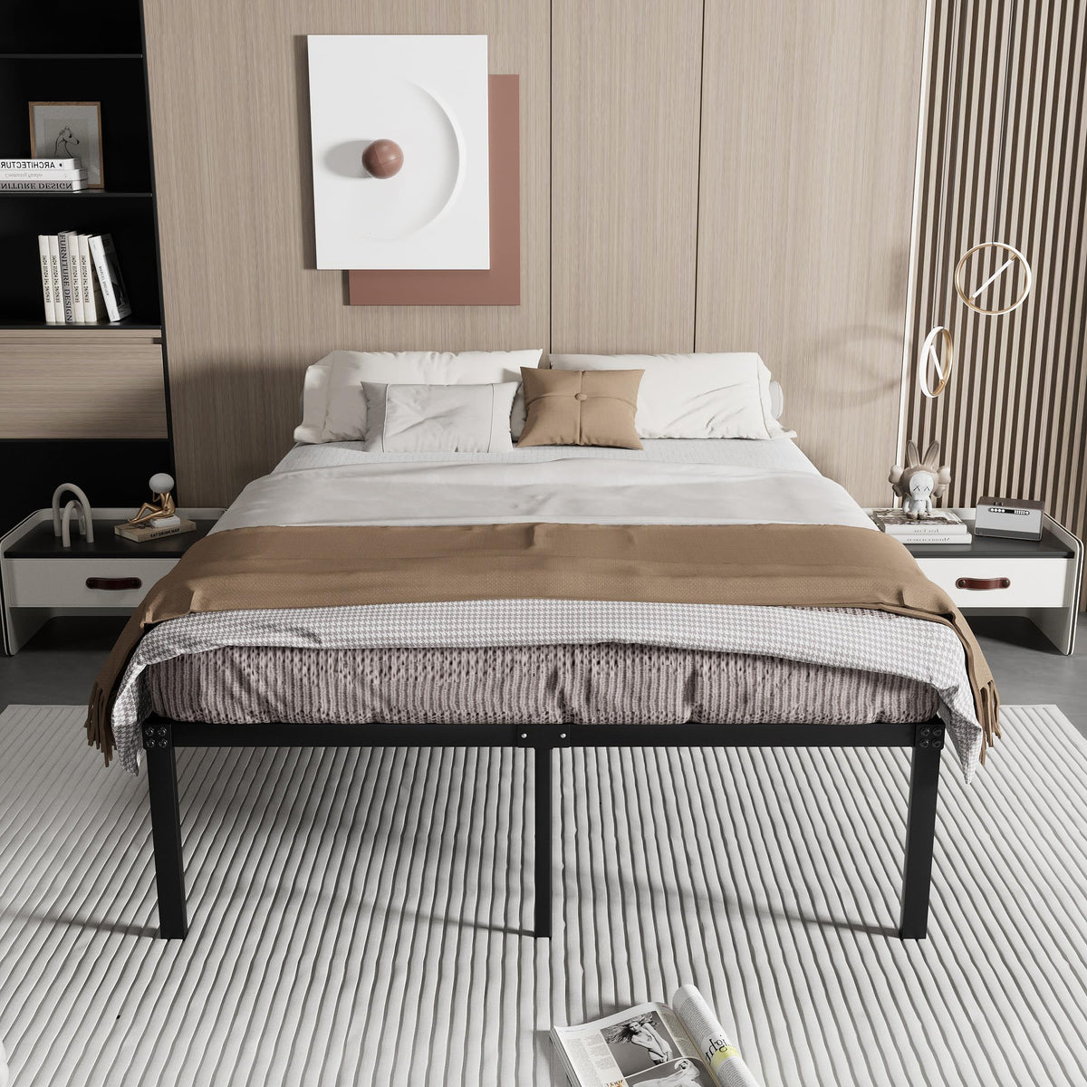 Queen Size Metal Platform Bed Frame V3310