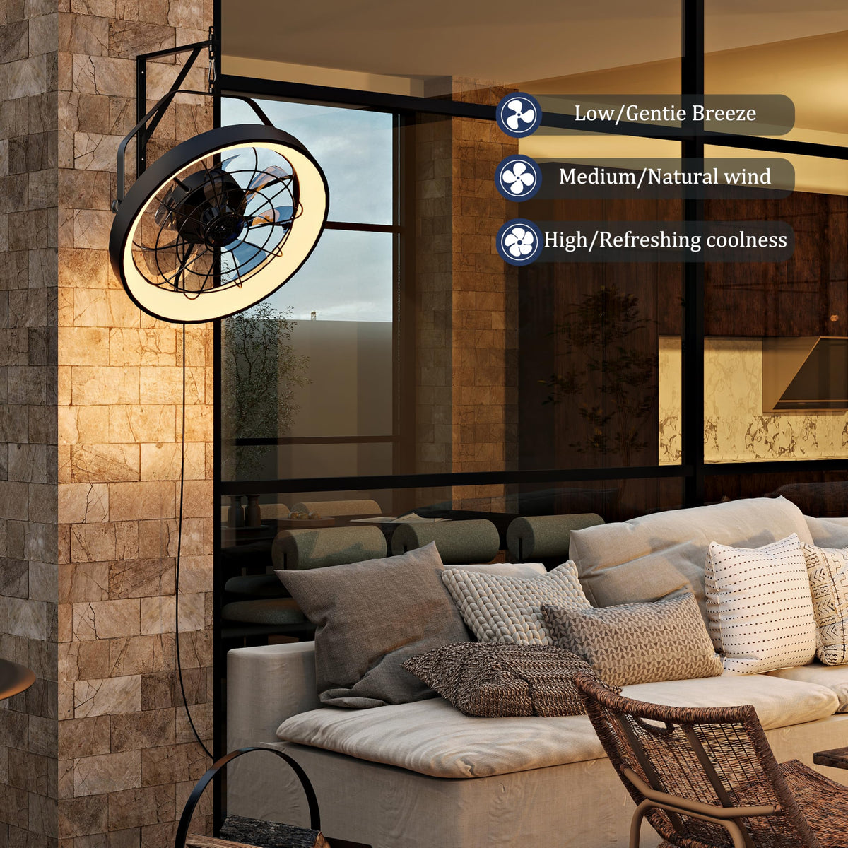 20 Inch Plug In Wall Mount Fan with Light N97986