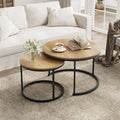 Set of 2 Round Wood Grain Coffee Table M785
