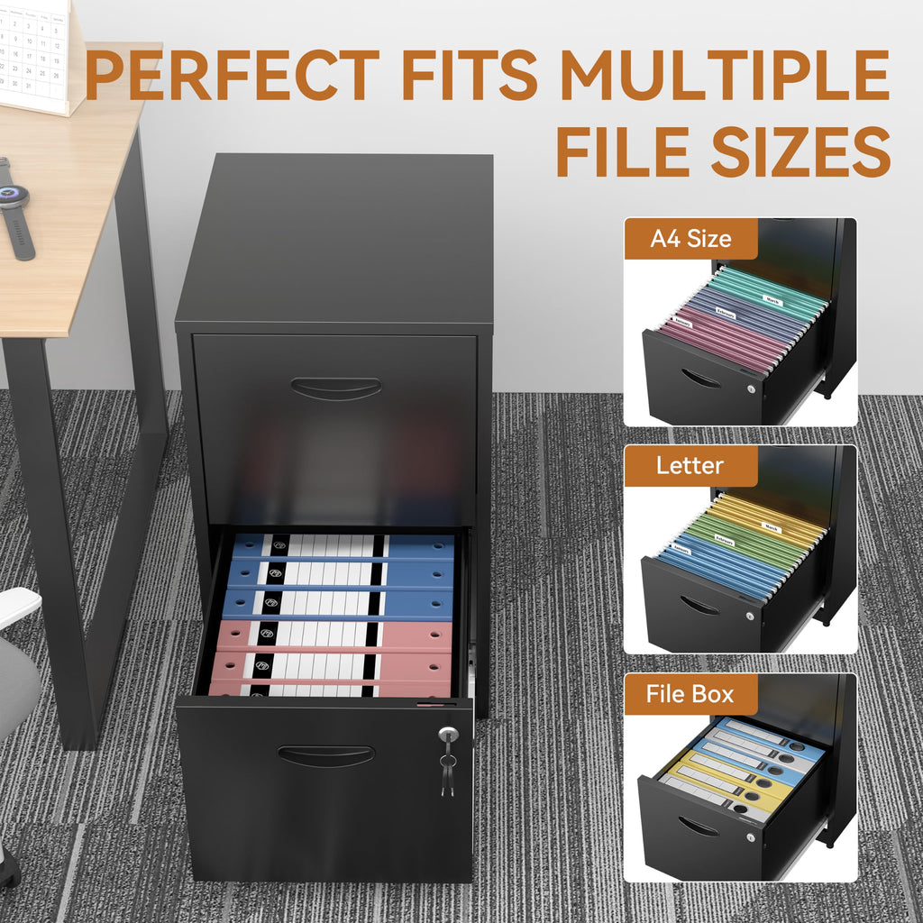 2 Drawer Metal File Cabinet with Lock W896745