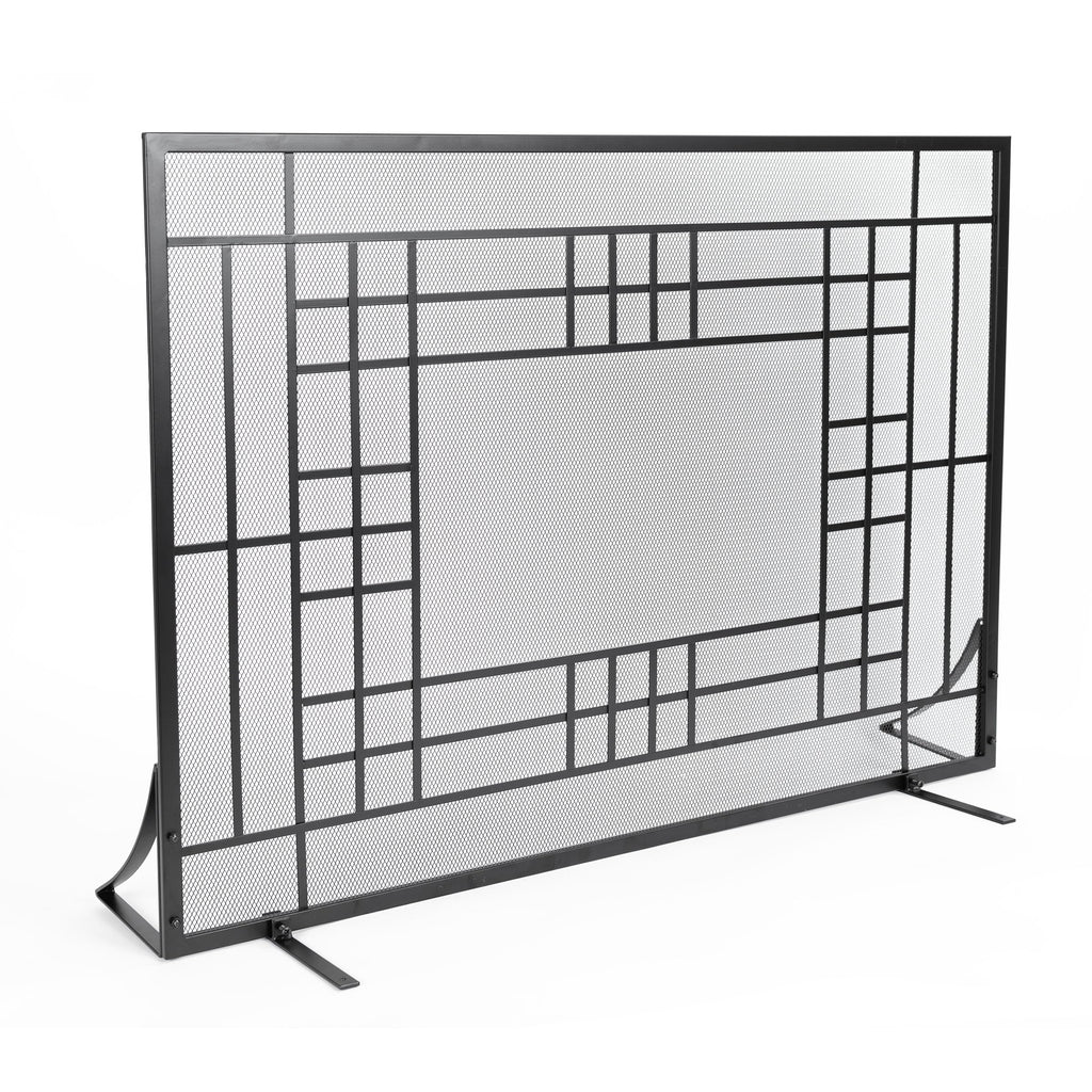 Single Panel Fireplace Screen with Mesh Spark Guard K9057